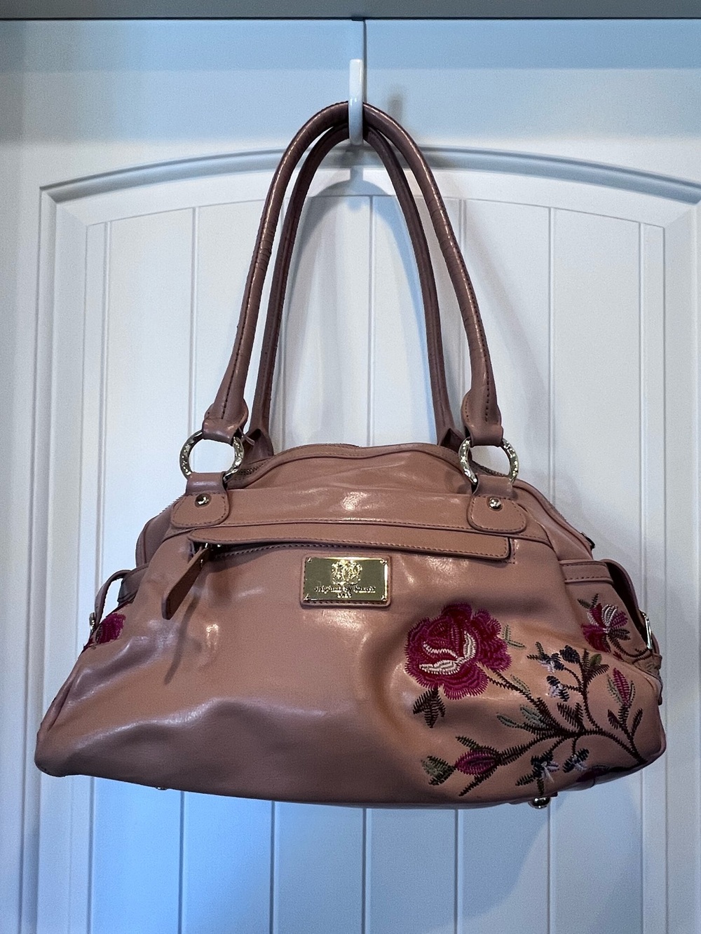 Embroidered Vintage Floral Butterflies Satchel Original by Sharif 1827 Handbag - Picture 5 of 16